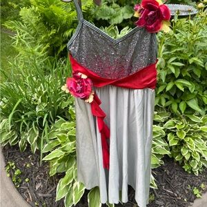 Sparkling Silver and Red Kids Dance Costume